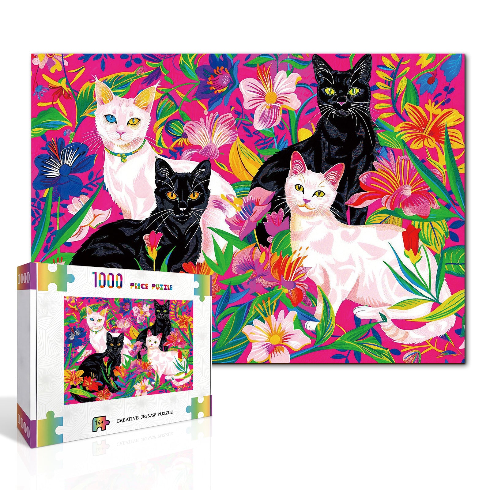 kaayee-cats-in-bloom-1000-teile-puzzle-eco-white-board image 2