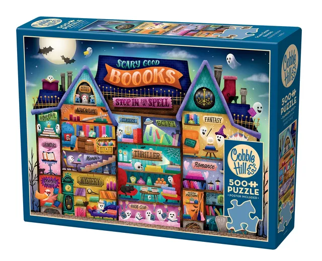 cobble-hill-500-piece-scary-good-boooks-puzzle-halloween-b-cher image 1