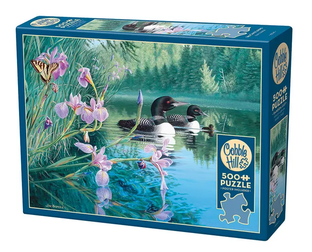 cobble-hill-500-piece-iris-cove-loons-puzzle-500-teile-see image 1