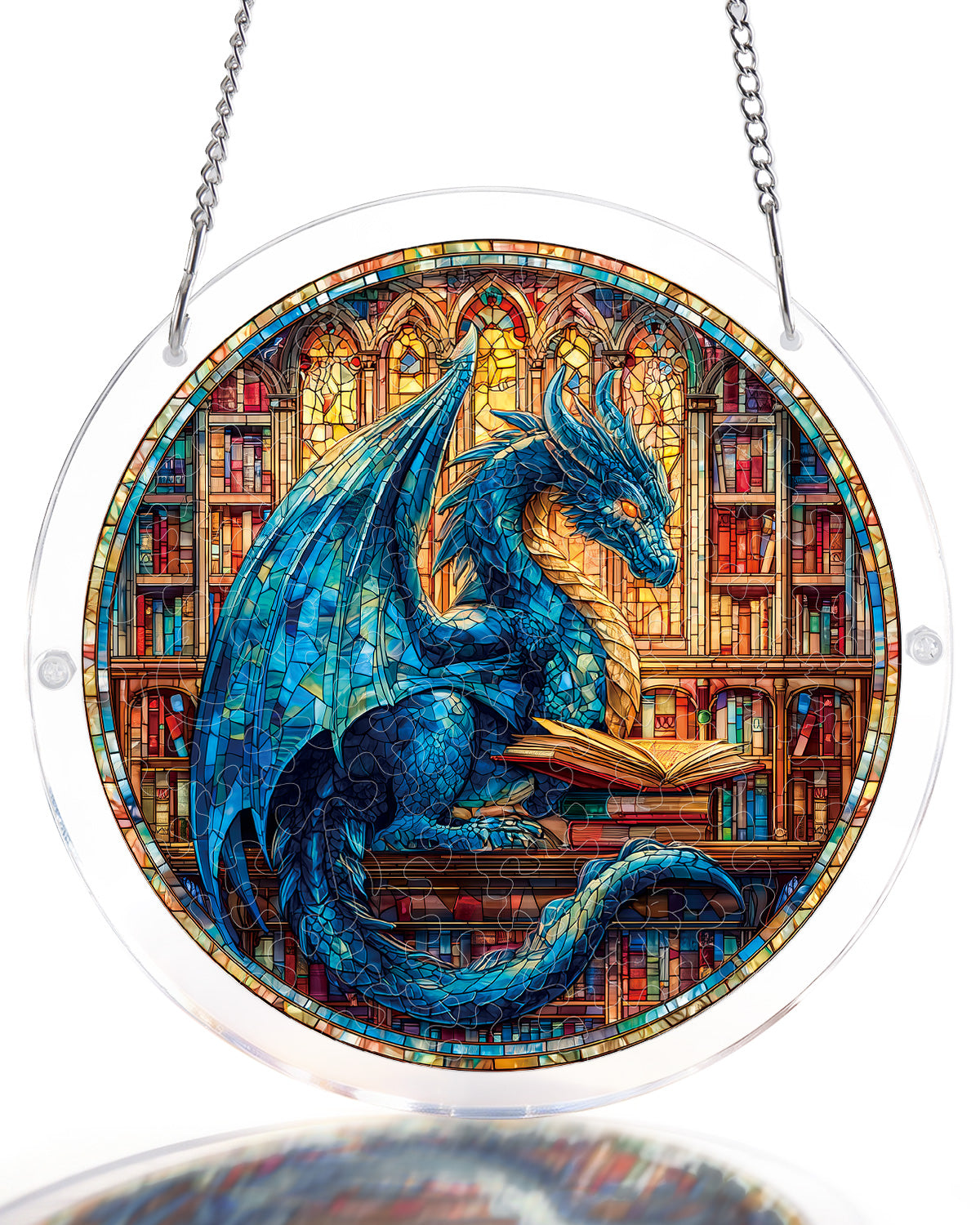 kaayee-suncatcher-blue-dragon-library-fensterbild-large-acryl image 1