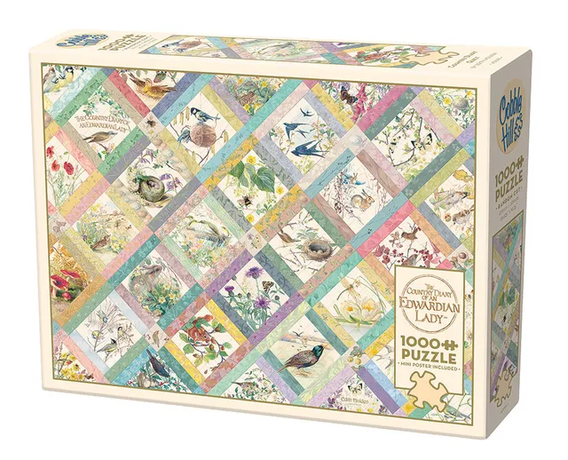 cobble-hill-1000-piece-country-diary-quilt-puzzle-1000-teile-blumen image 1