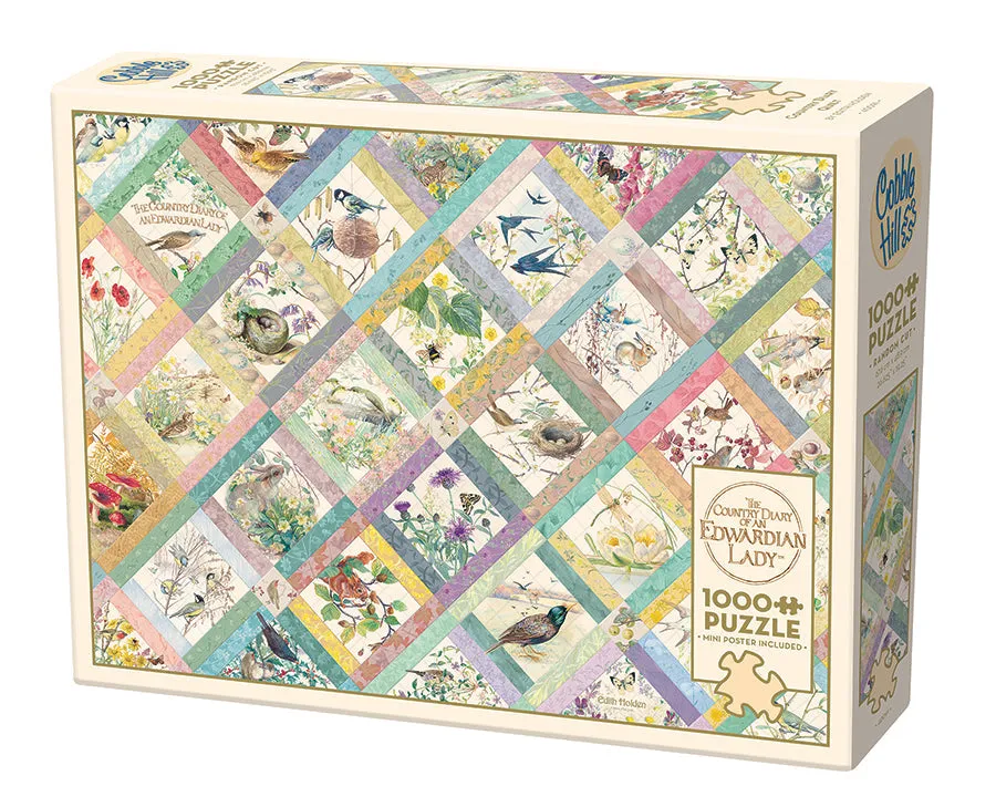 cobble-hill-1000-piece-country-diary-quilt-puzzle-1000-teile-blumen image 1