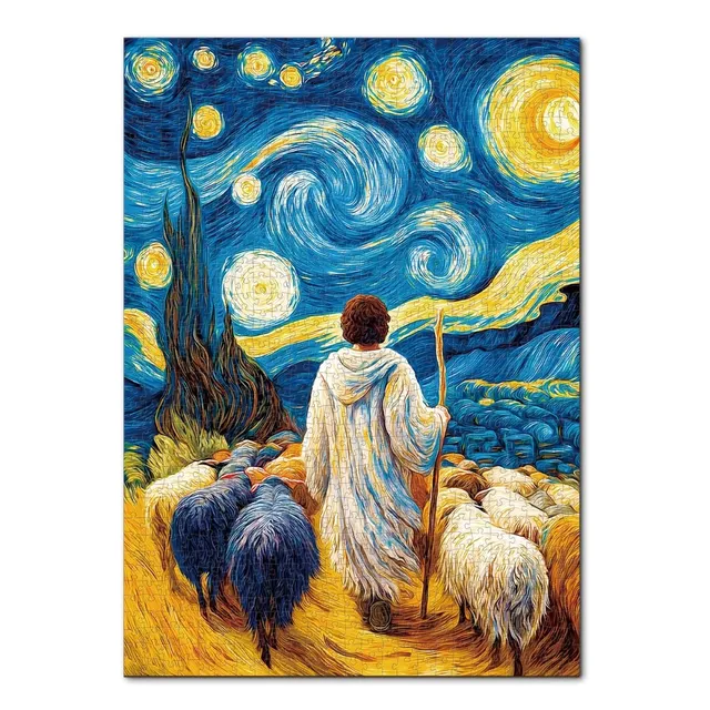 kaayee-jesus-christ-1000-teile-puzzle-eco-white-board-sternennacht image 1