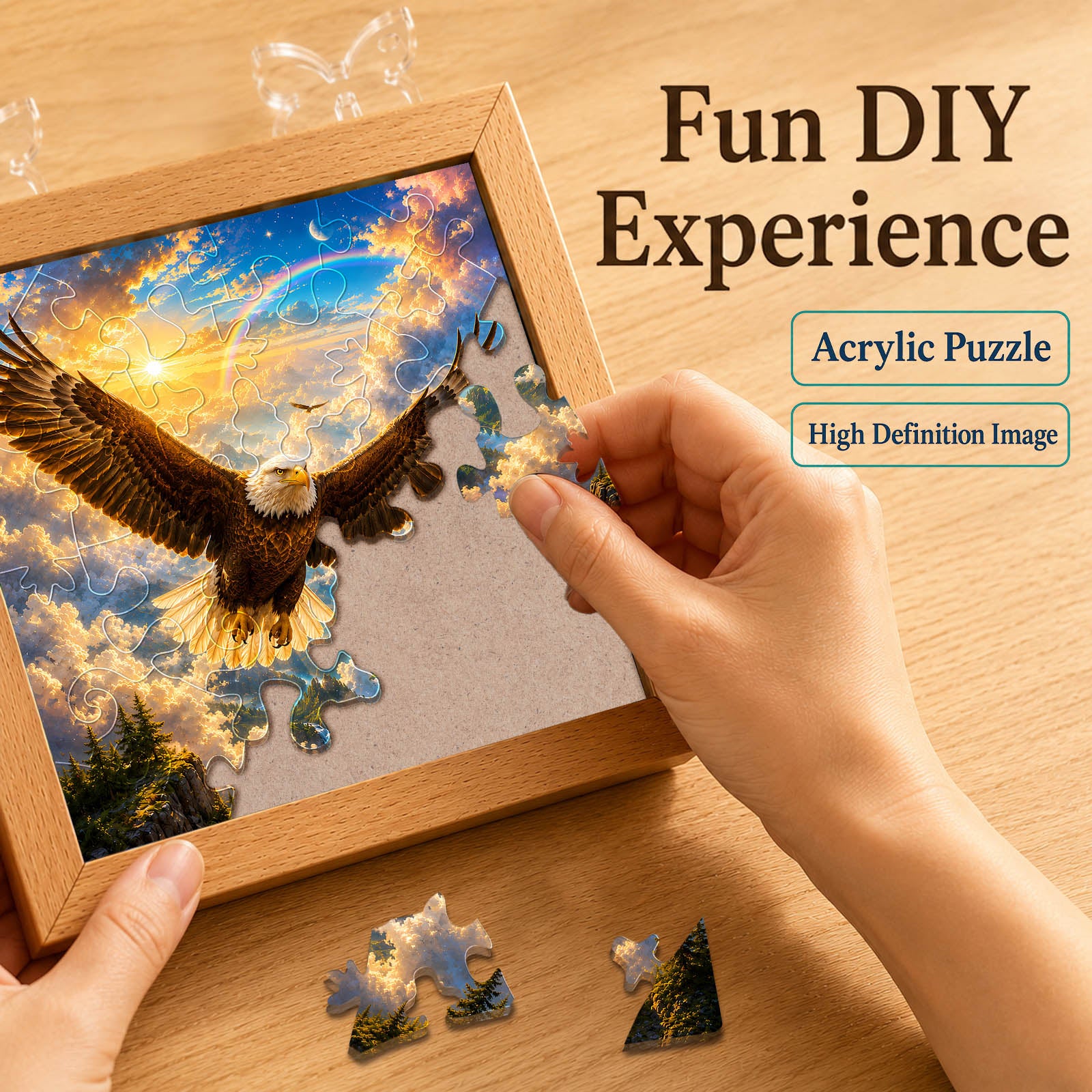 kaayee-soaring-eagle-nachtlicht-holzrahmen-acryl-puzzle image 2