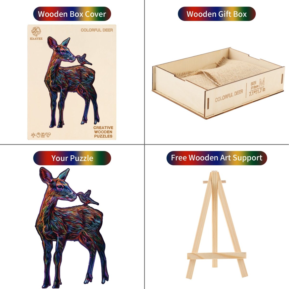 kaayee-colorful-deer-holzpuzzle-medium-bunter-hirsch-tier image 3