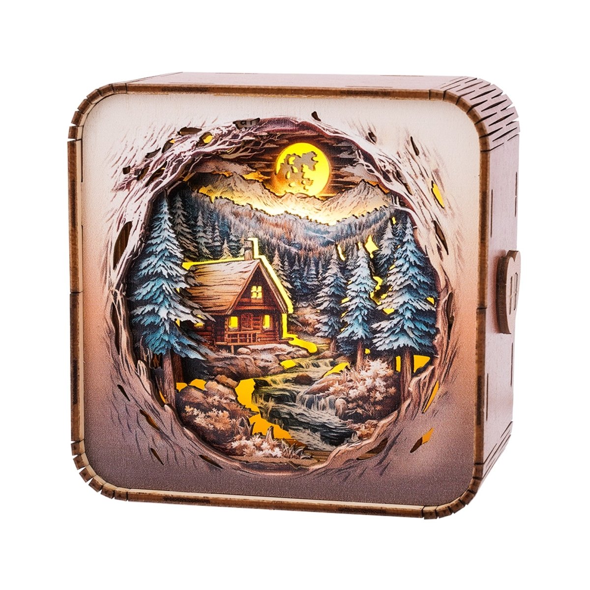 kaayee-night-light-snow-mountain-cabin-nachtlicht-holz-warmes-licht image 1