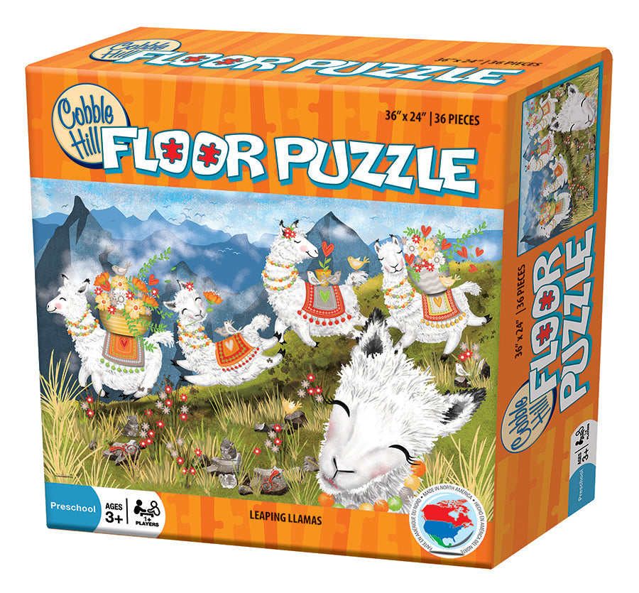cobble-hill-floor-leaping-llamas-puzzle-36-teile-kinder image 1