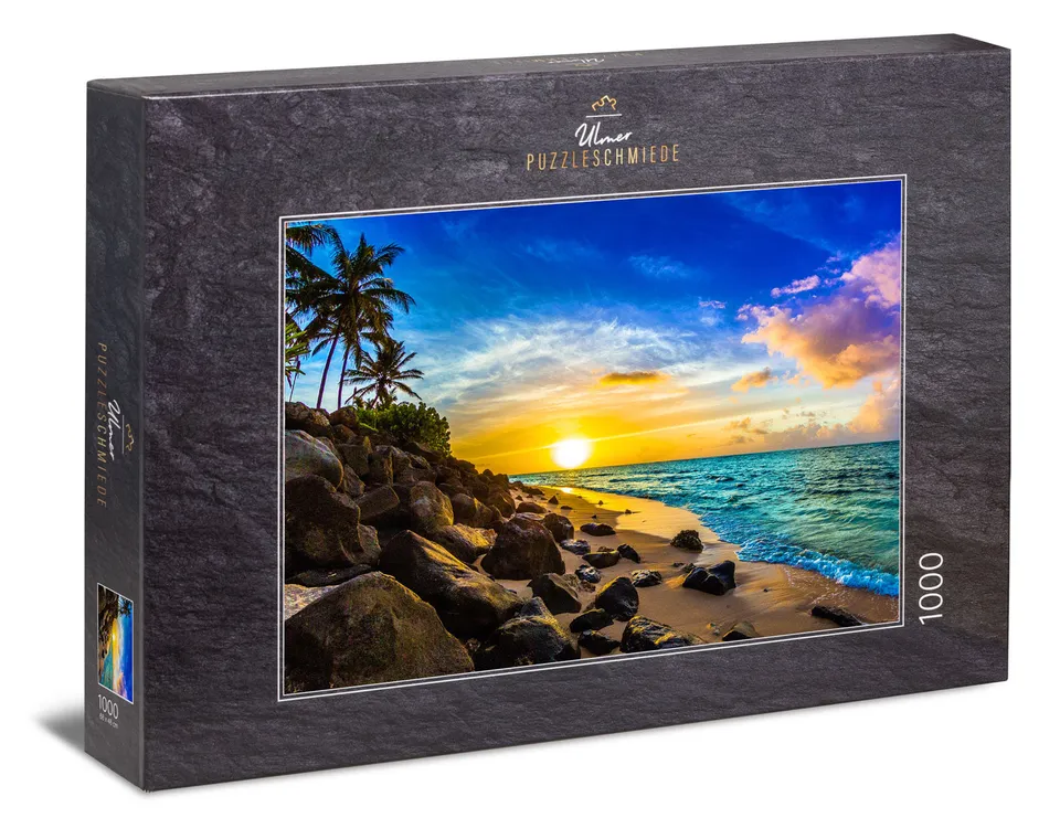 ulmer-puzzleschmiede-1000-teile-abendsonne-hawaii-puzzle-strand image 1