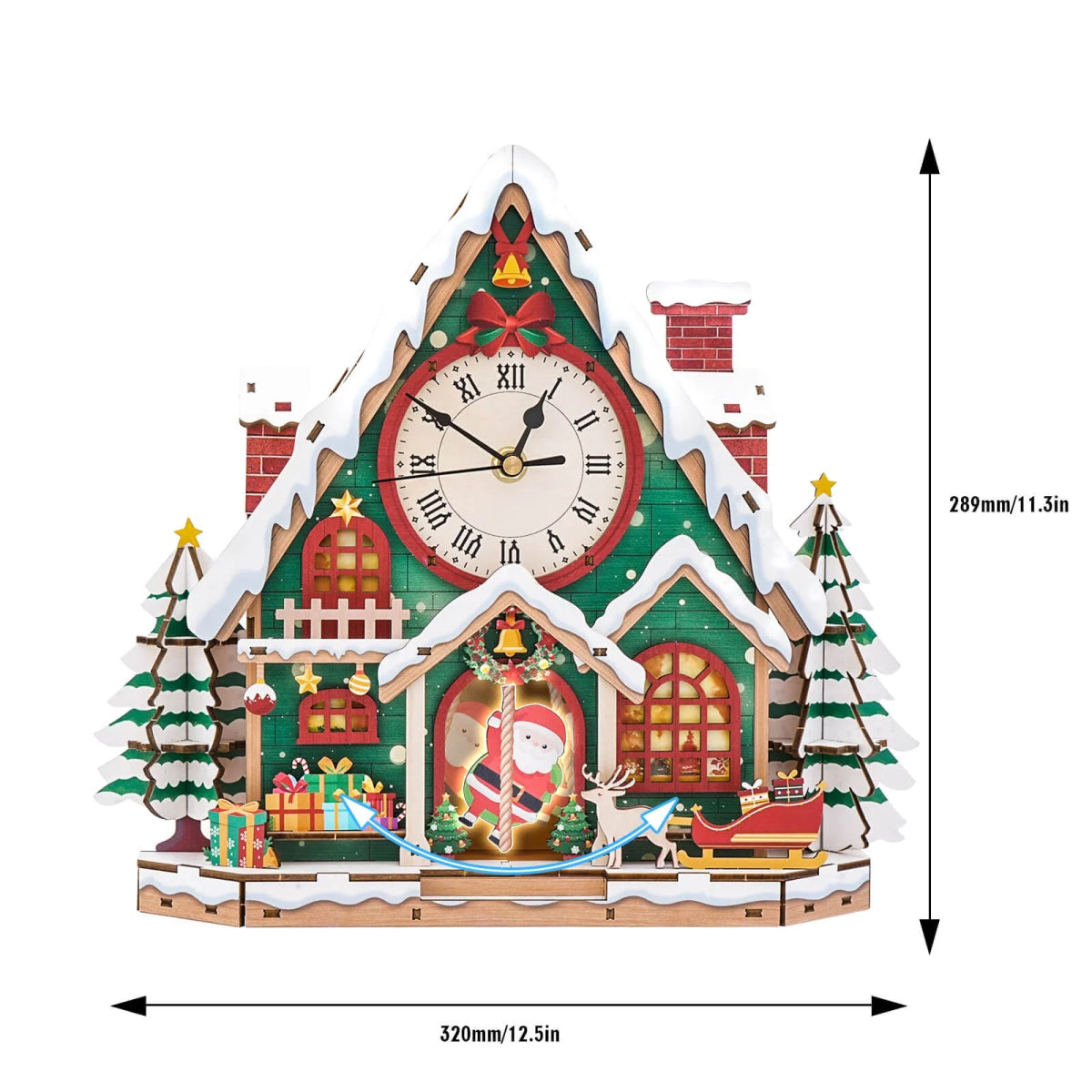 kaayee-clock-kit-snowy-christmas-house-holzuhr-bausatz-weihnachten image 4