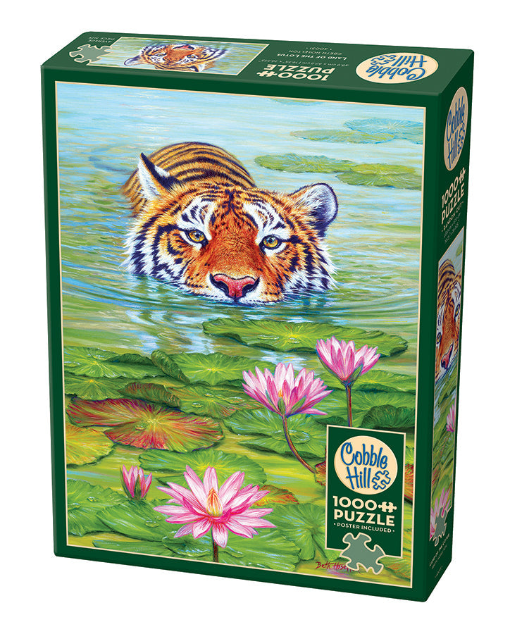 cobble-hill-1000-piece-land-of-the-lotus-puzzle-tiger-lotus image 1