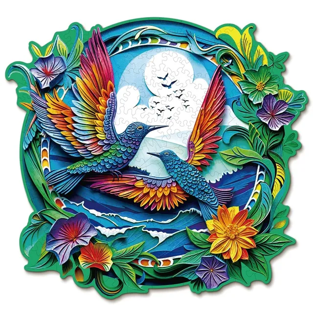 kaayee-beautiful-hummingbird-wooden-puzzle-holzpuzzle-medium-kolibri image 1
