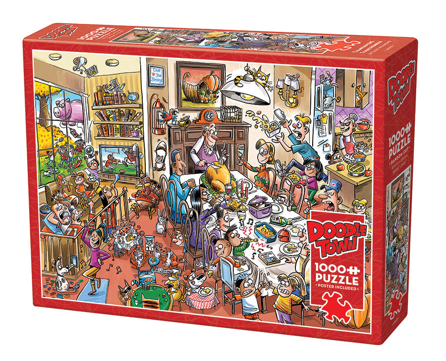 cobble-hill-1000-piece-doodletown-thanksgiving-puzzle-1000-teile image 1