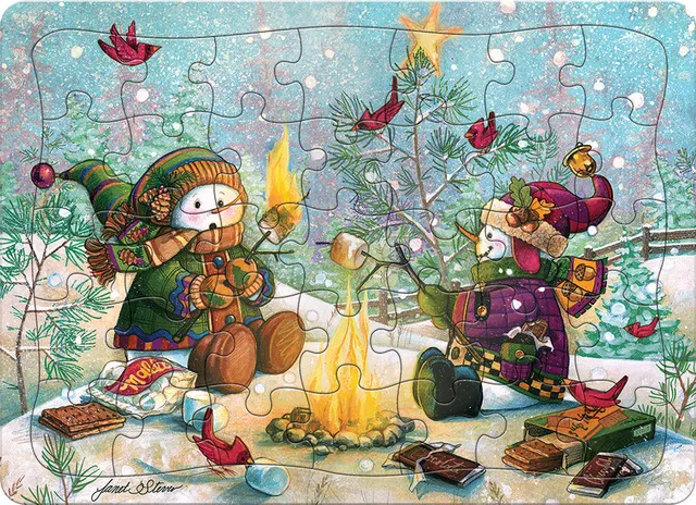 cobble-hill-s-more-snowfall-tray-puzzle-35-teile-schneemann image 1