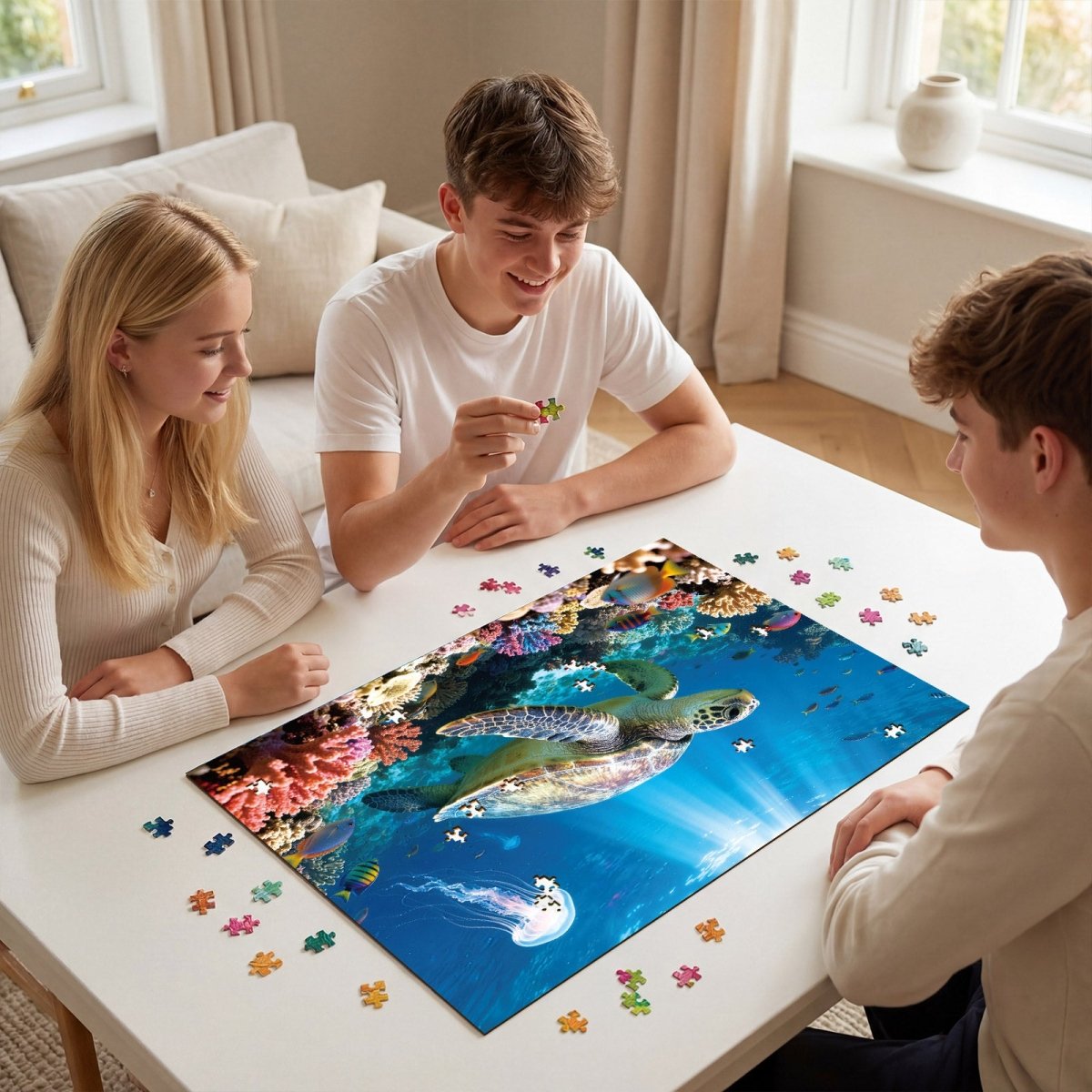 kaayee-cardboard-sea-turtle-of-light-puzzle-1000-teile-meer image 8
