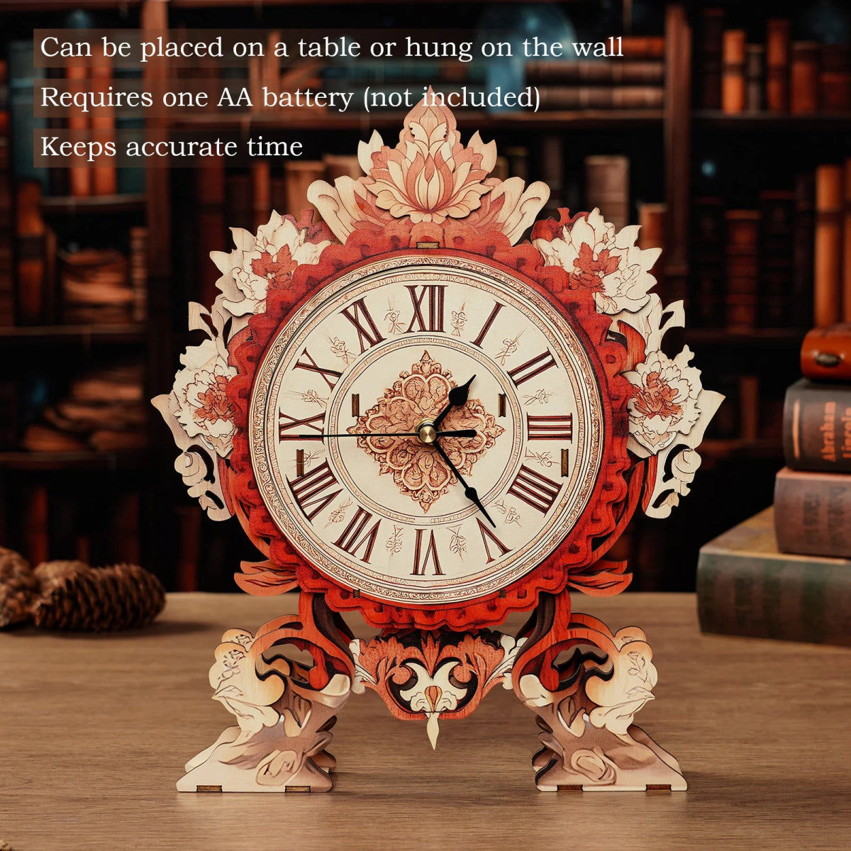 kaayee-clock-kit-flame-flower-holzuhr-3d-puzzle-bausatz image 2