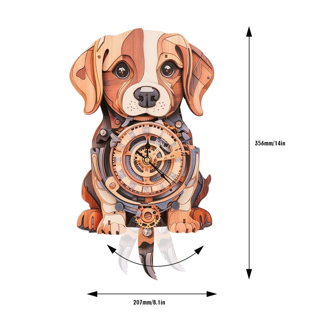 kaayee-beagle-wooden-clock-kit-uhren-bausatz-holz-hund image 2