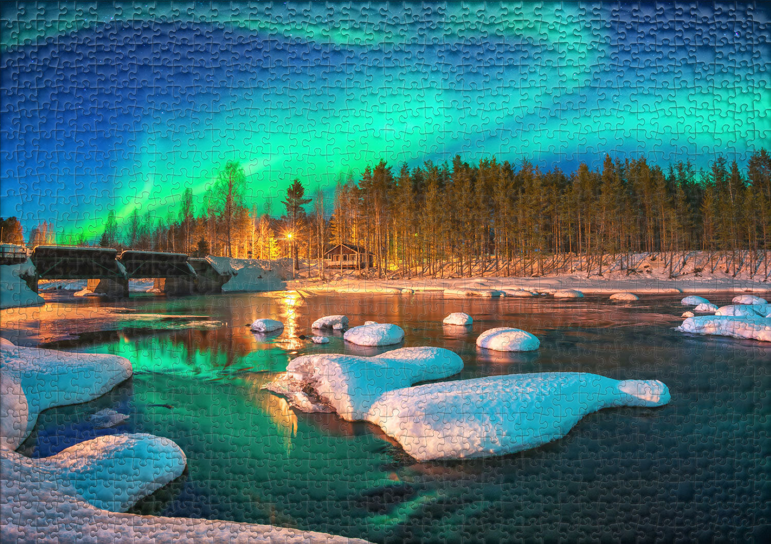 ulmer-puzzleschmiede-puzzle-1000-teile-einsame-lichter-polarlicht image 2