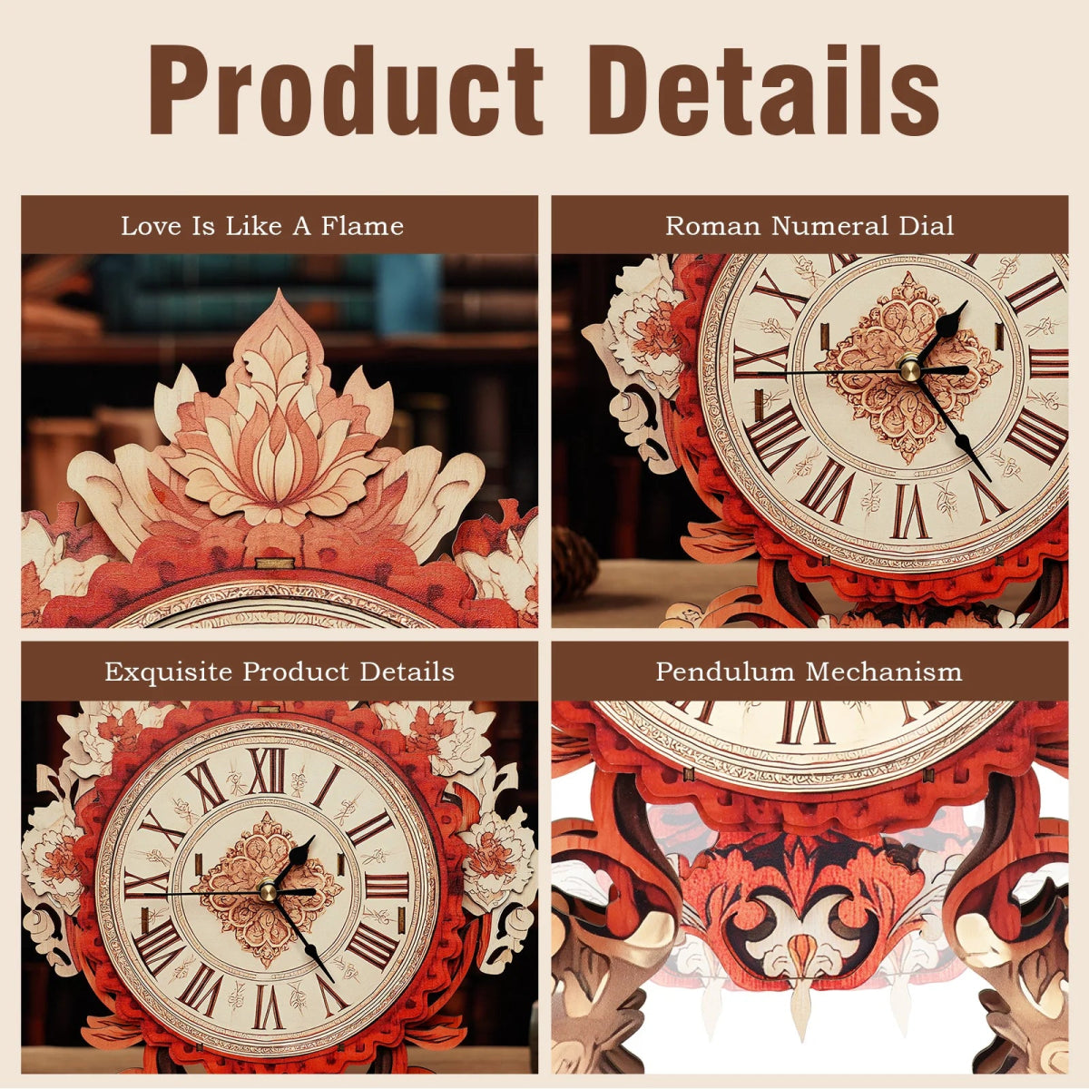 kaayee-clock-kit-flame-flower-holzuhr-3d-puzzle-bausatz image 6