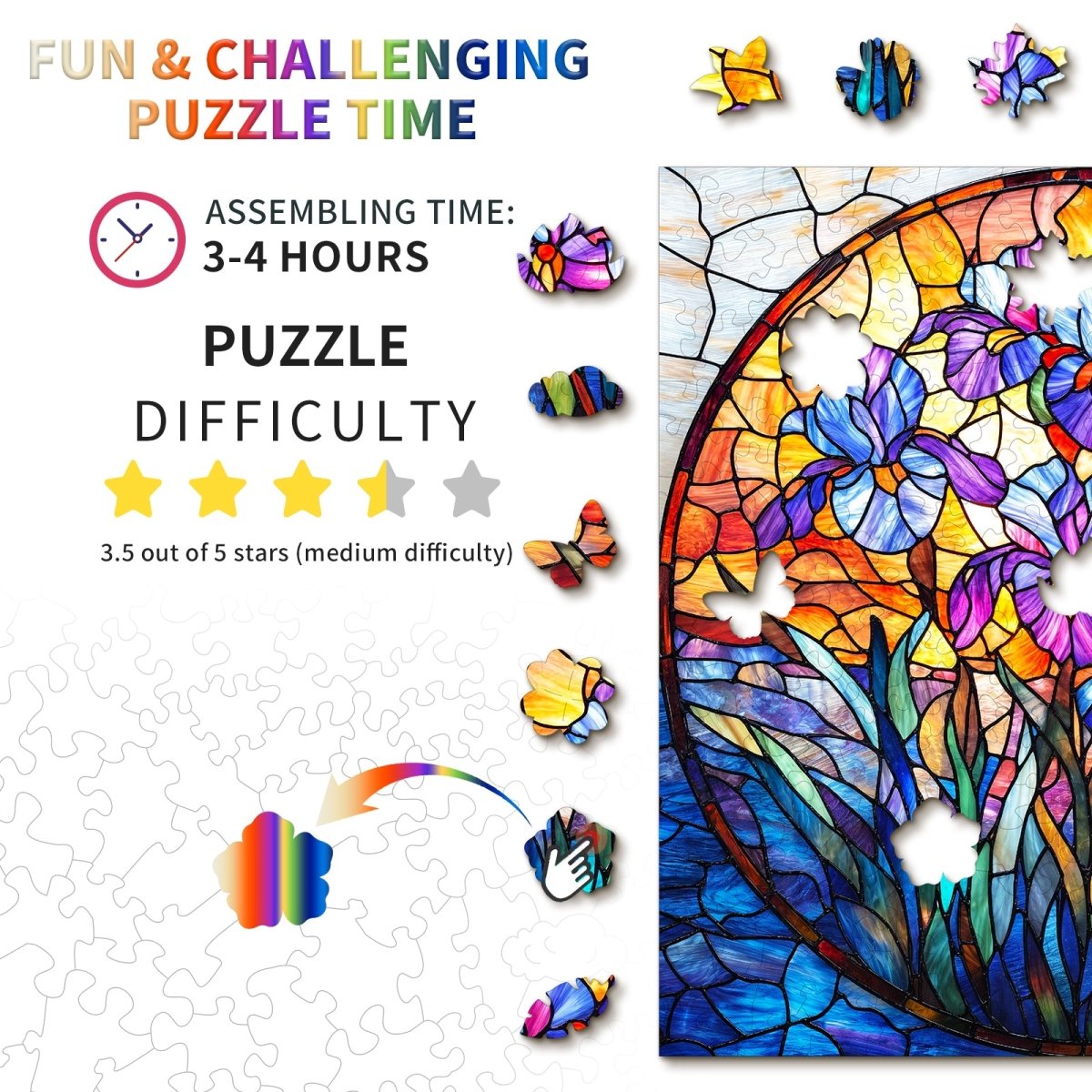 kaayee-purple-glass-iris-holzpuzzle-mittel-glas-motiv image 4