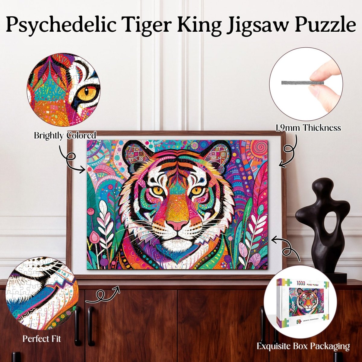 kaayee-cardboard-puzzle-psychedelic-tiger-king-1000-teile-standard image 3