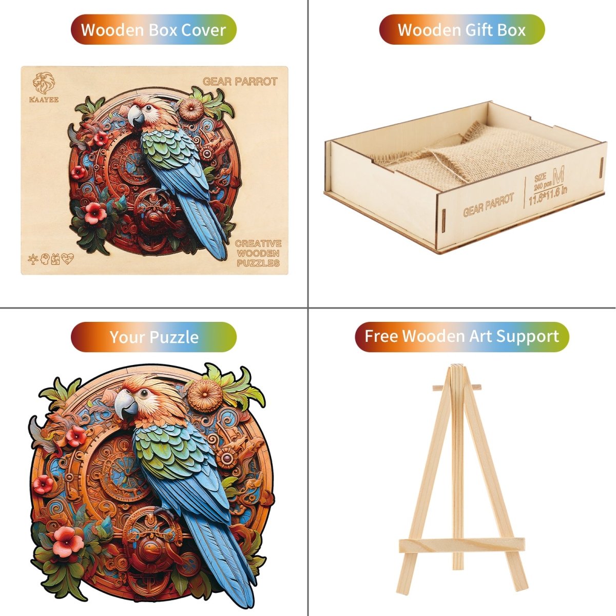 kaayee-gear-parrot-holzpuzzle-papagei-medium image 4