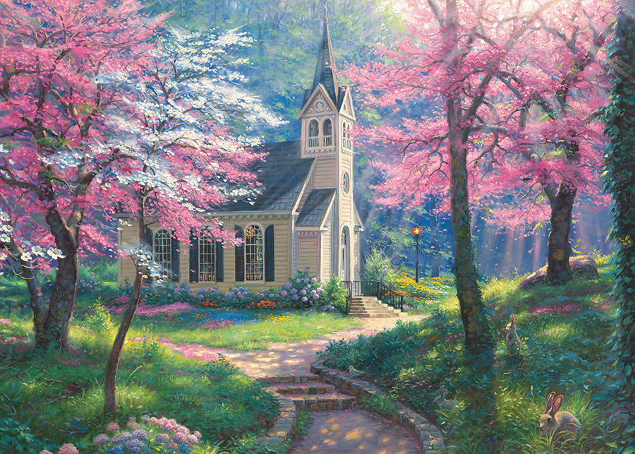 cobble-hill-tray-cherry-blossom-chapel-rahmenpuzzle-35-teile-kapelle image 3