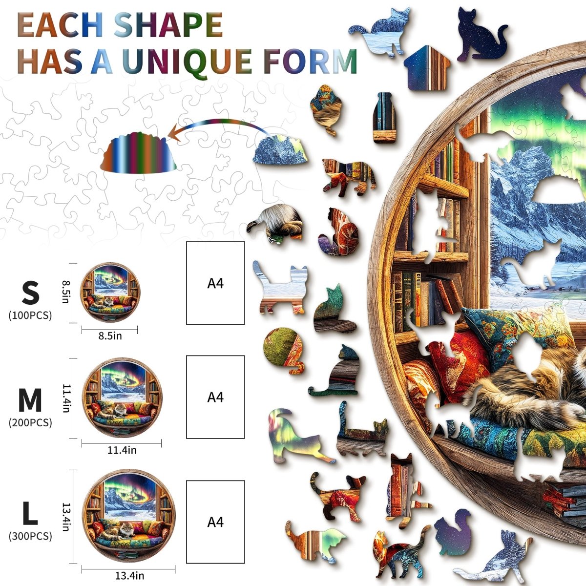kaayee-wooden-cat-and-bookstore-holzpuzzle-medium-katze image 3