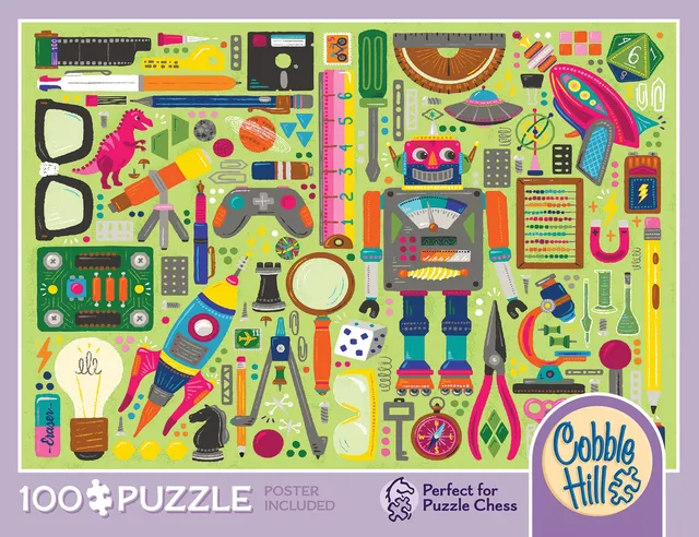 cobble-hill-100-piece-nerdy-junk-drawer-puzzle-100-teile-collage image 1