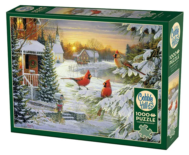 cobble-hill-1000-piece-sunset-cardinals-puzzle-1000-teile-winter image 1