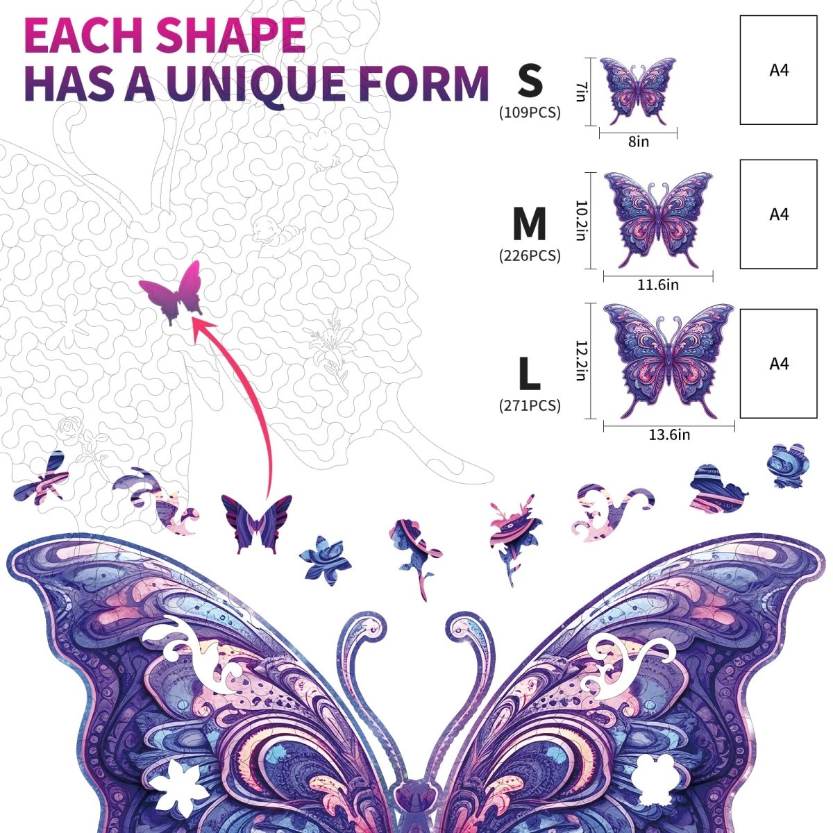 kaayee-wooden-puzzle-butterfly-holzpuzzle-amethyst-small-medium-large image 5