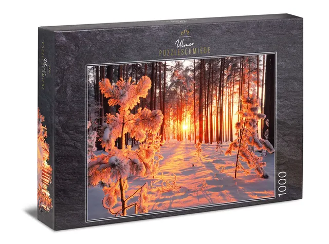 ulmer-puzzleschmiede-puzzle-1000-teile-wintersonne-winterwald-schnee image 1