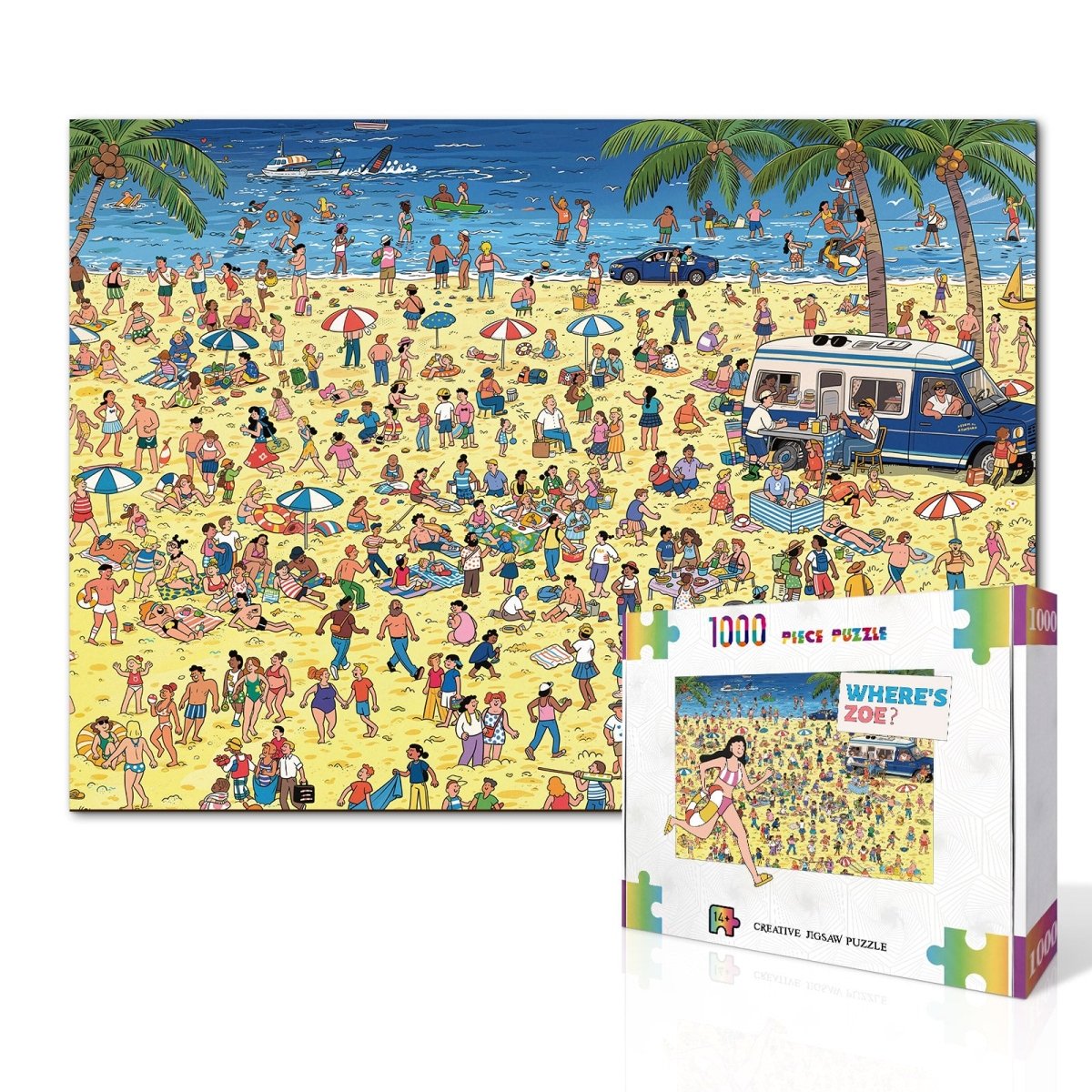kaayee-where-s-zoe-beach-day-1000-teile-puzzle-eco-white-board image 2