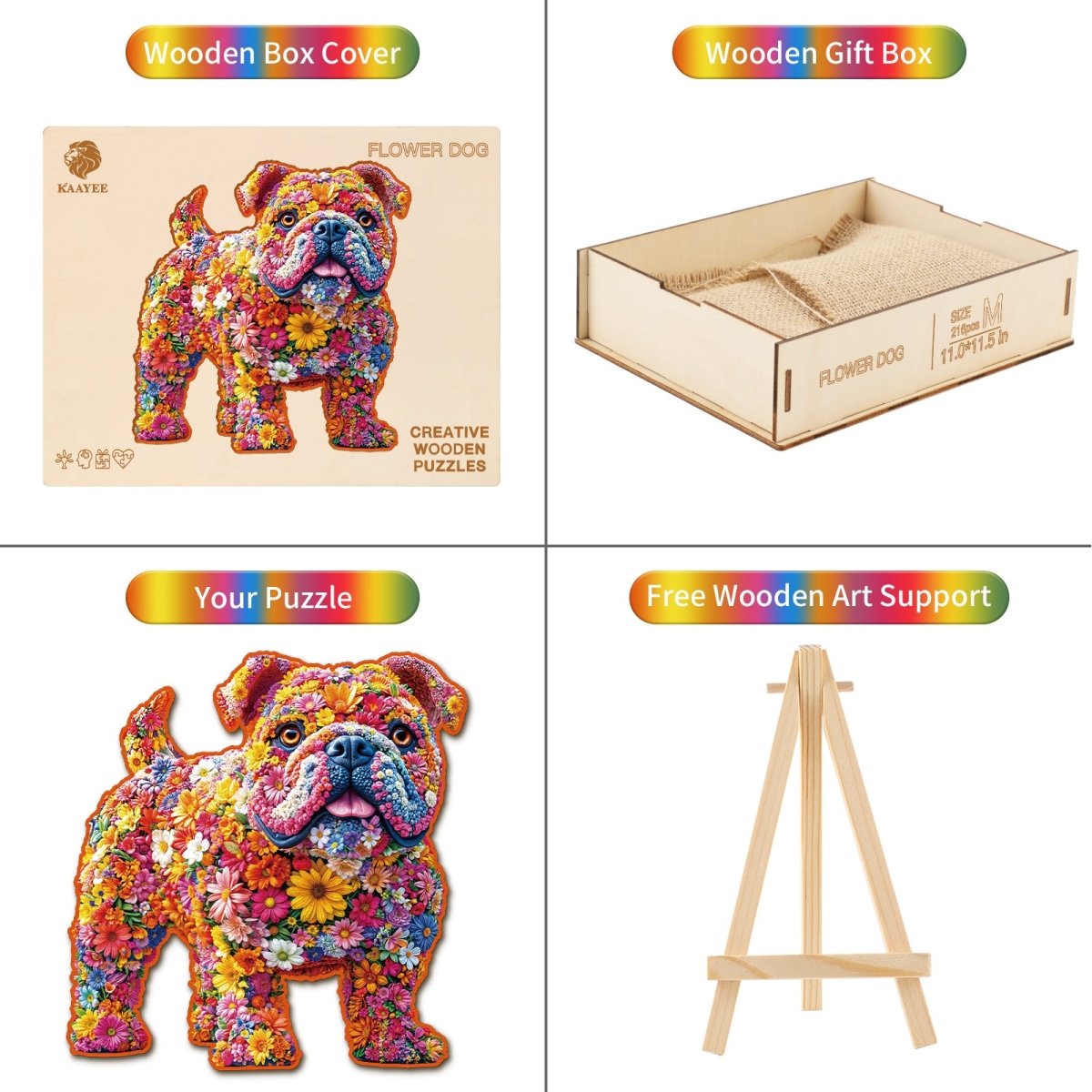 kaayee-flower-dog-holzpuzzle-medium-bulldogge image 5