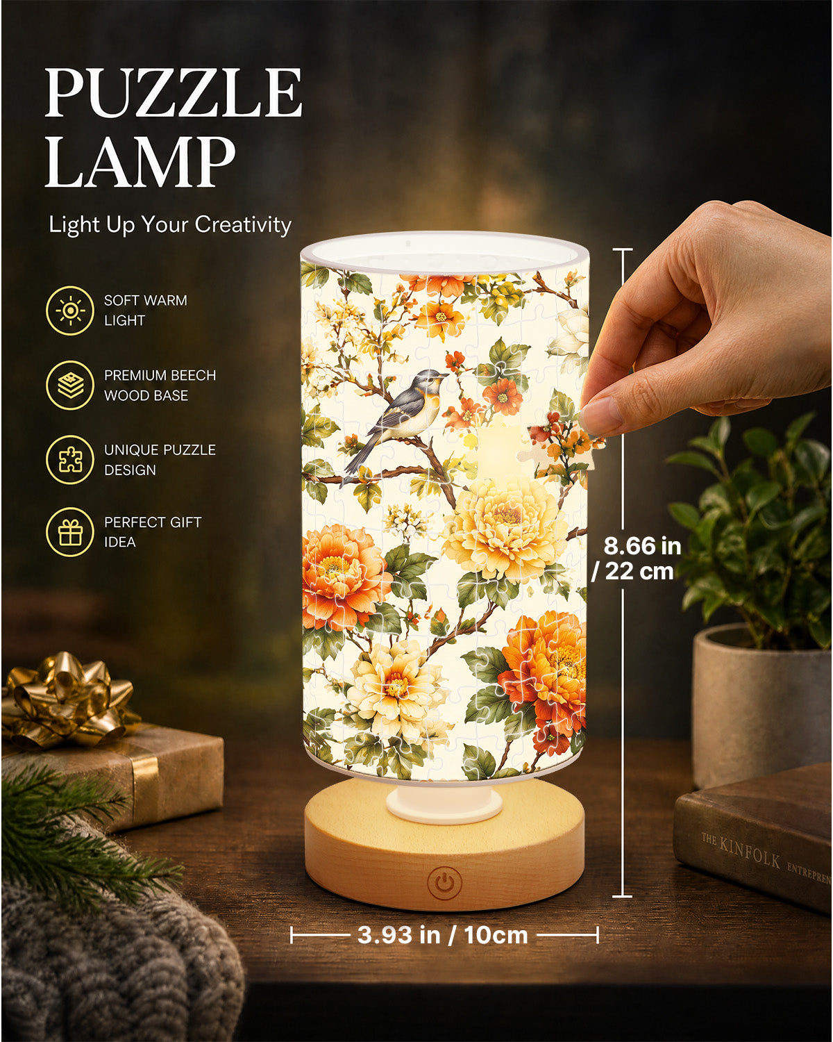 kaayee-night-light-golden-rose-birdsong-zylinder-acryl image 4