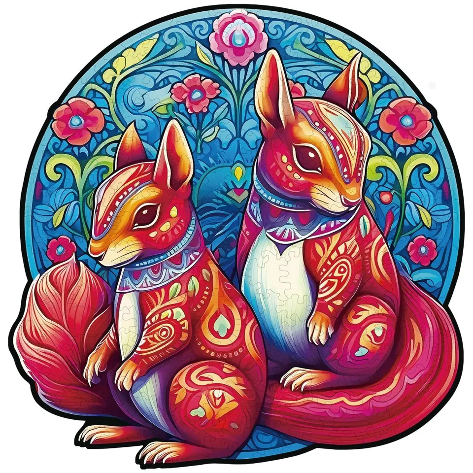 kaayee-wooden-puzzle-squirrel-friends-holzpuzzle-medium-eichh-rnchen image 1