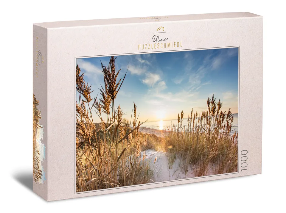 ulmer-puzzleschmiede-puzzle-1000-teile-abendweg-strand-sunset image 1