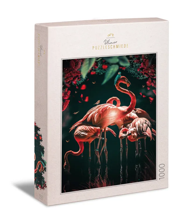 ulmer-puzzleschmiede-flamingo-show-puzzle-1000-teile-rosa image 1