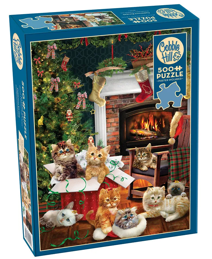 cobble-hill-500-piece-christmas-kittens-puzzle-500-teile-katzen image 1