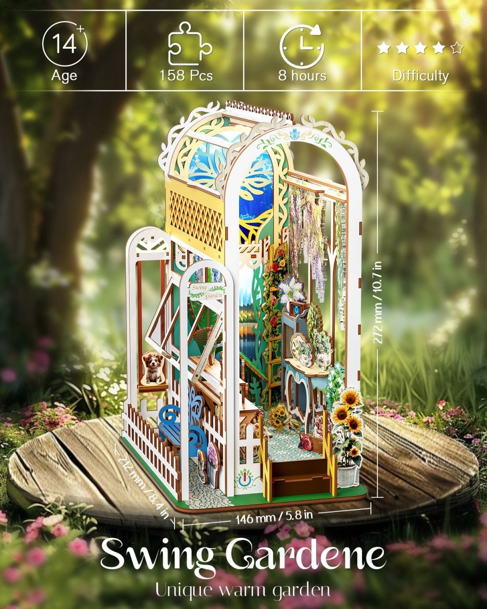 kaayee-book-nook-kit-swing-garden-3d-puzzle-holz-miniatur-led image 3