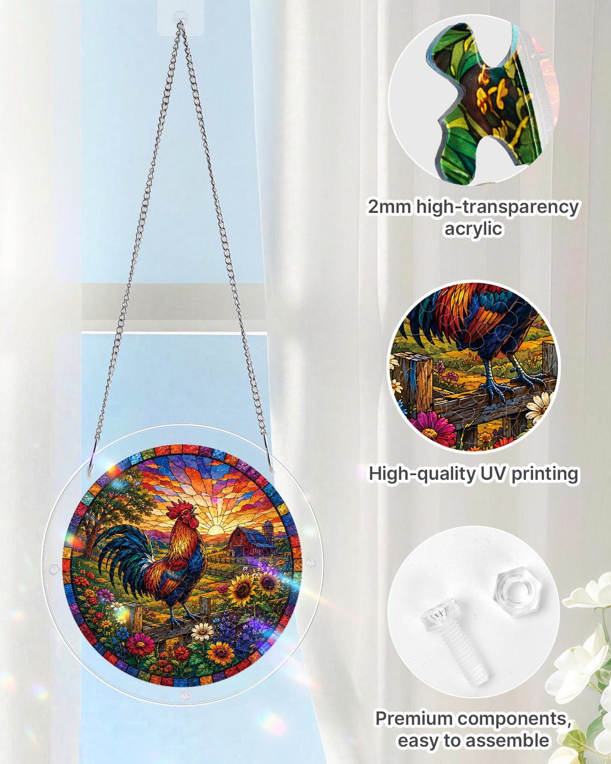 kaayee-suncatcher-sunrise-rooster-fensterbild-small-hahn image 4