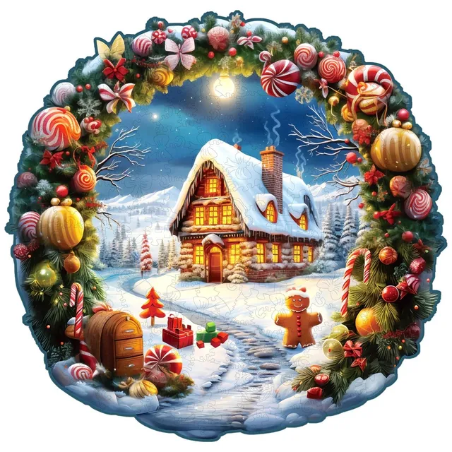 kaayee-wooden-puzzle-christmas-house-holzpuzzle-medium-winter image 1