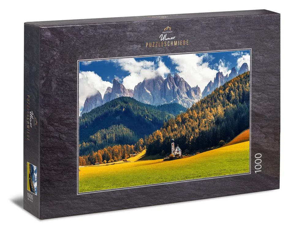 ulmer-puzzleschmiede-ehrfurcht-puzzle-1000-teile-bergkirche-alpen image 1