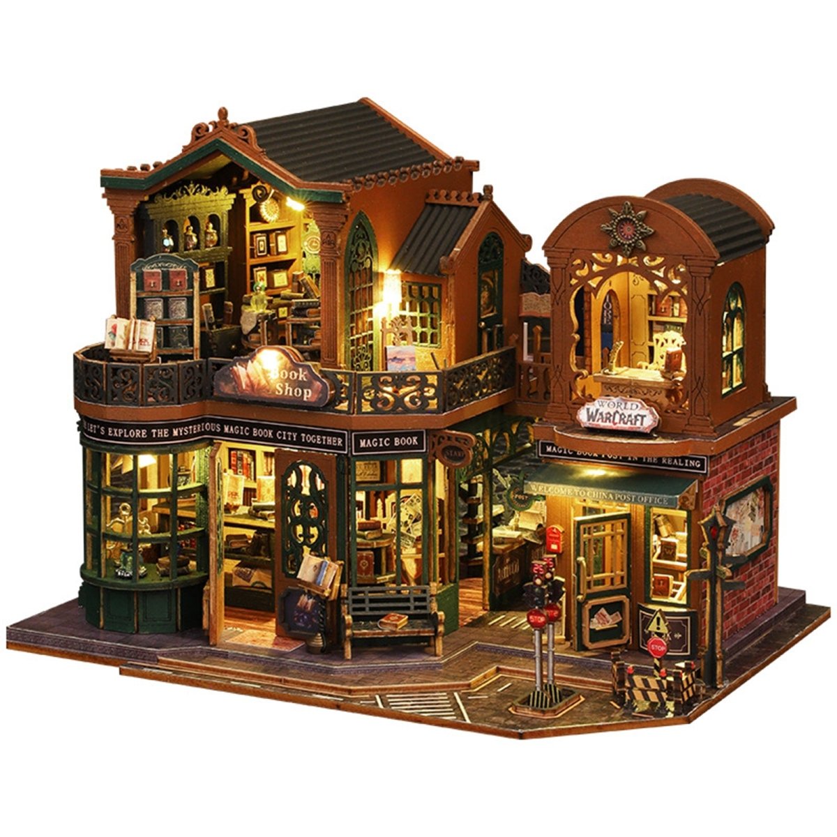kaayee-twilight-book-city-miniaturhaus-diy-buchladen-mit-licht image 1
