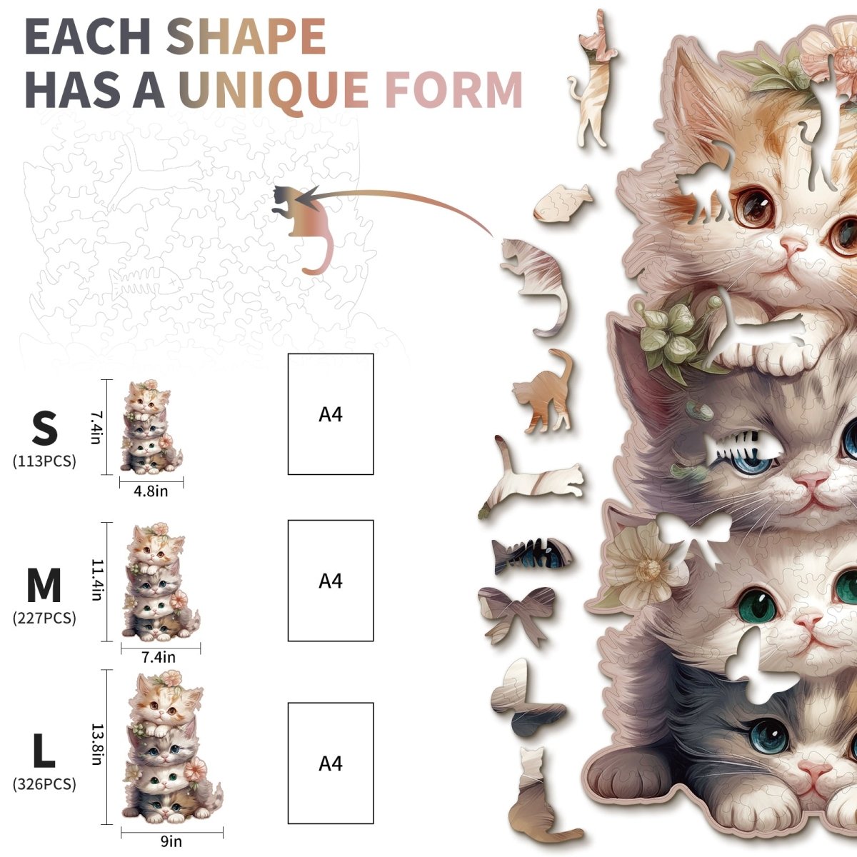 kaayee-cute-kitten-holzpuzzle-medium-katzenmotiv-holz image 3