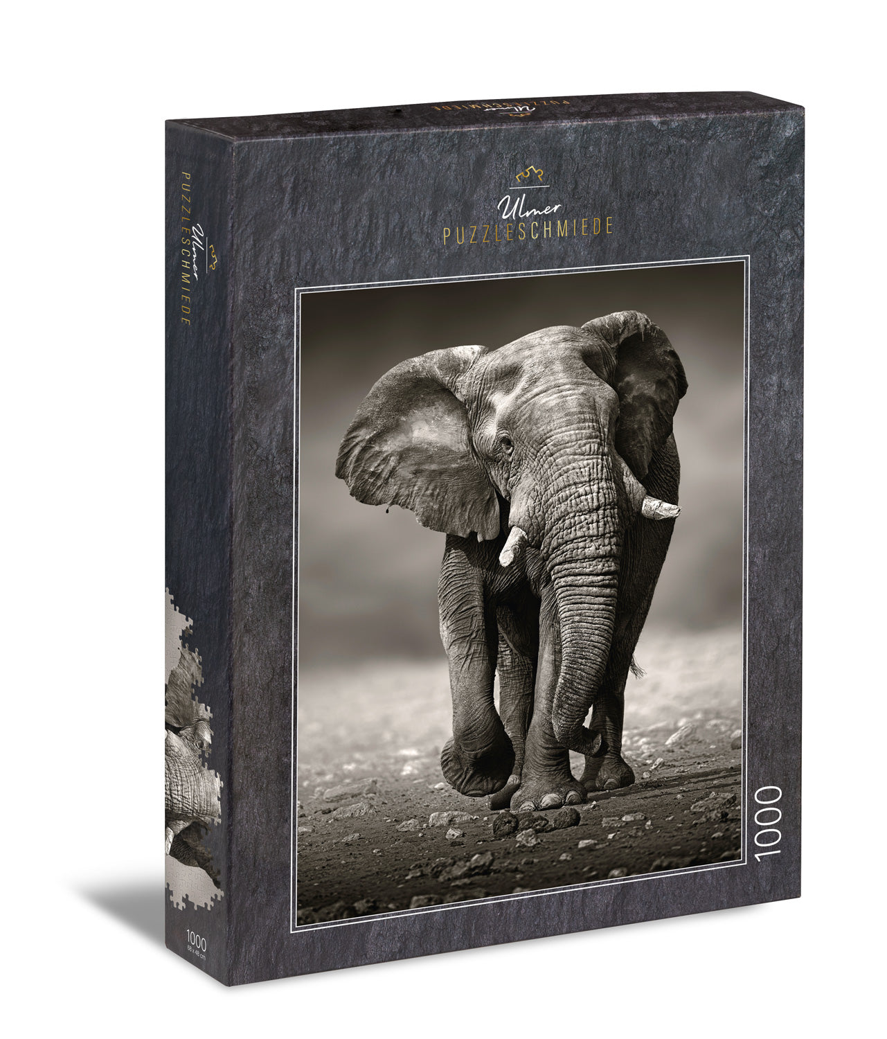 ulmer-puzzleschmiede-der-wanderer-puzzle-1000-teile-elefant-sw image 1