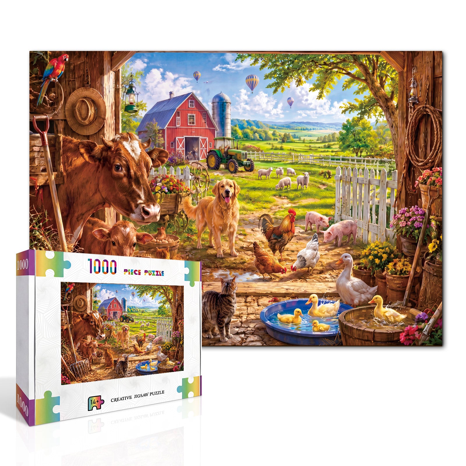 kaayee-sunny-farmyard-1000-teile-puzzle-eco-white-board-bauernhof image 2