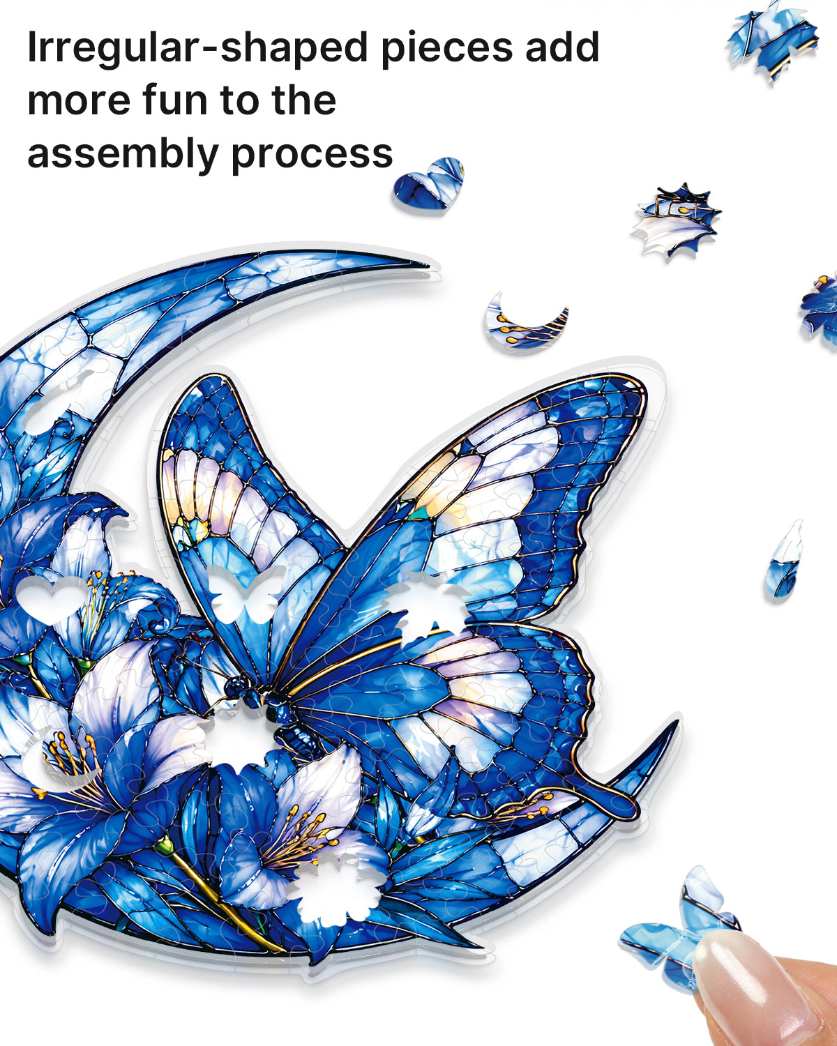 kaayee-suncatcher-puzzle-moonlit-blue-butterflies-medium-20-8-cm image 2