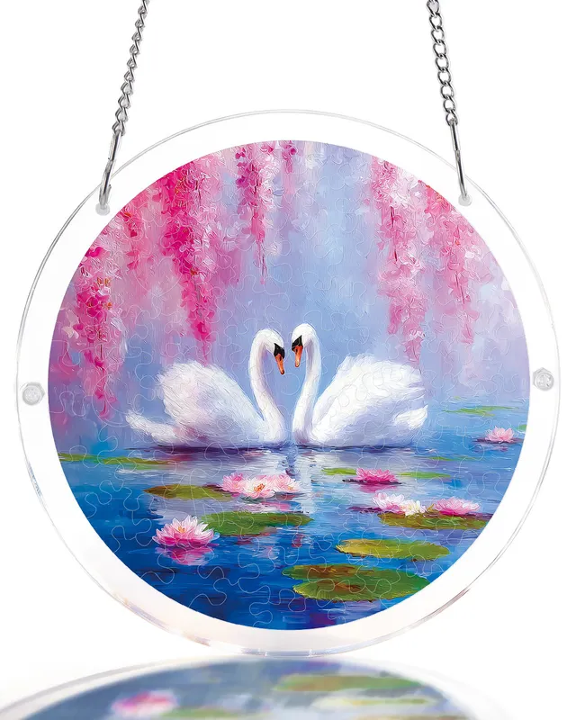 kaayee-suncatcher-swans-in-blossom-lake-fensterbild-m image 1