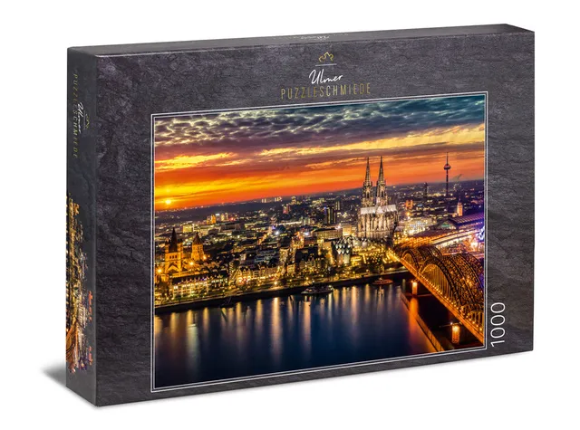 ulmer-puzzleschmiede-puzzle-1000-teile-k-ln-dom-stadt-puzzle-sonnenuntergang image 1