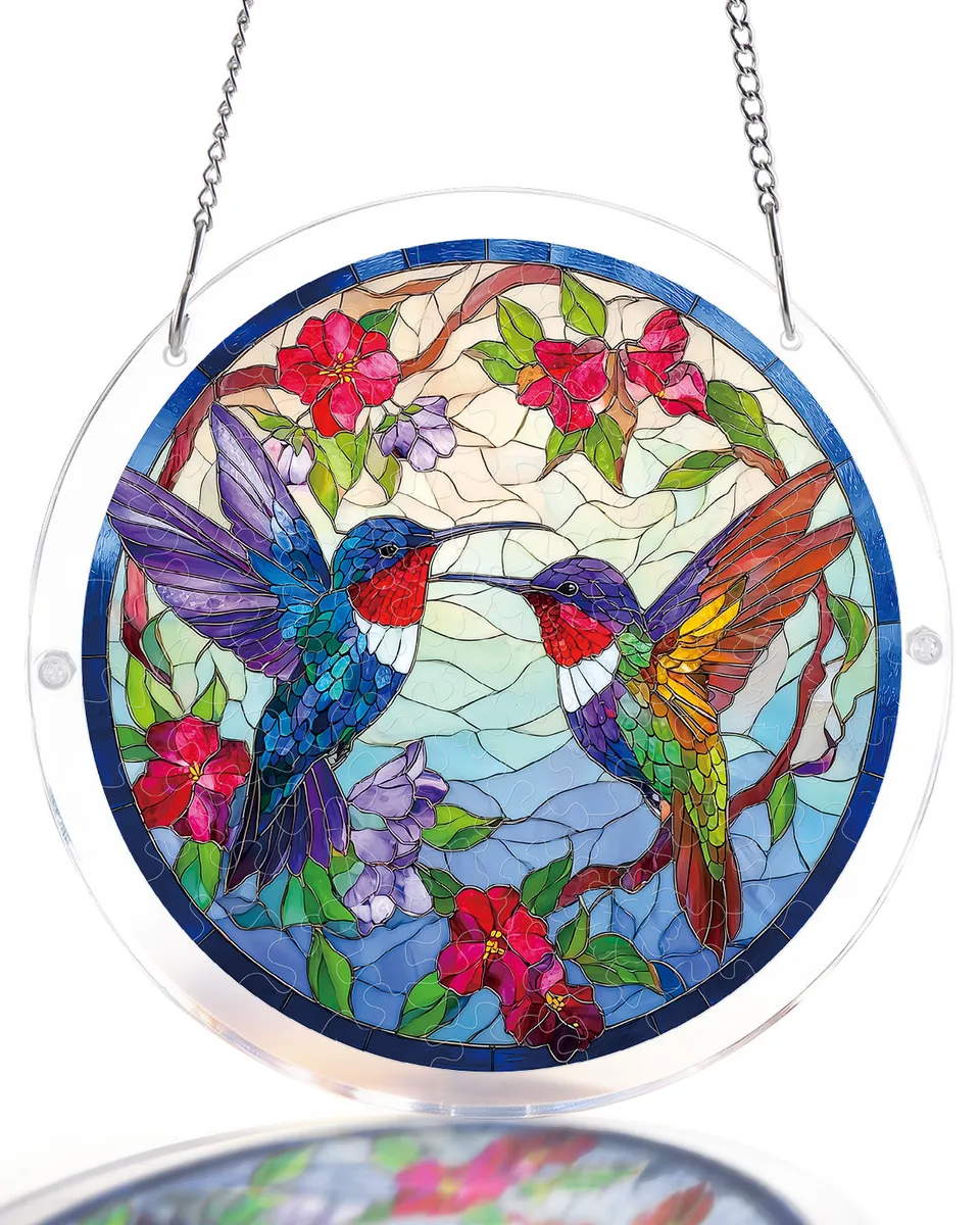 kaayee-suncatcher-puzzle-hummingbird-bloomscape-fensterbild-large image 1
